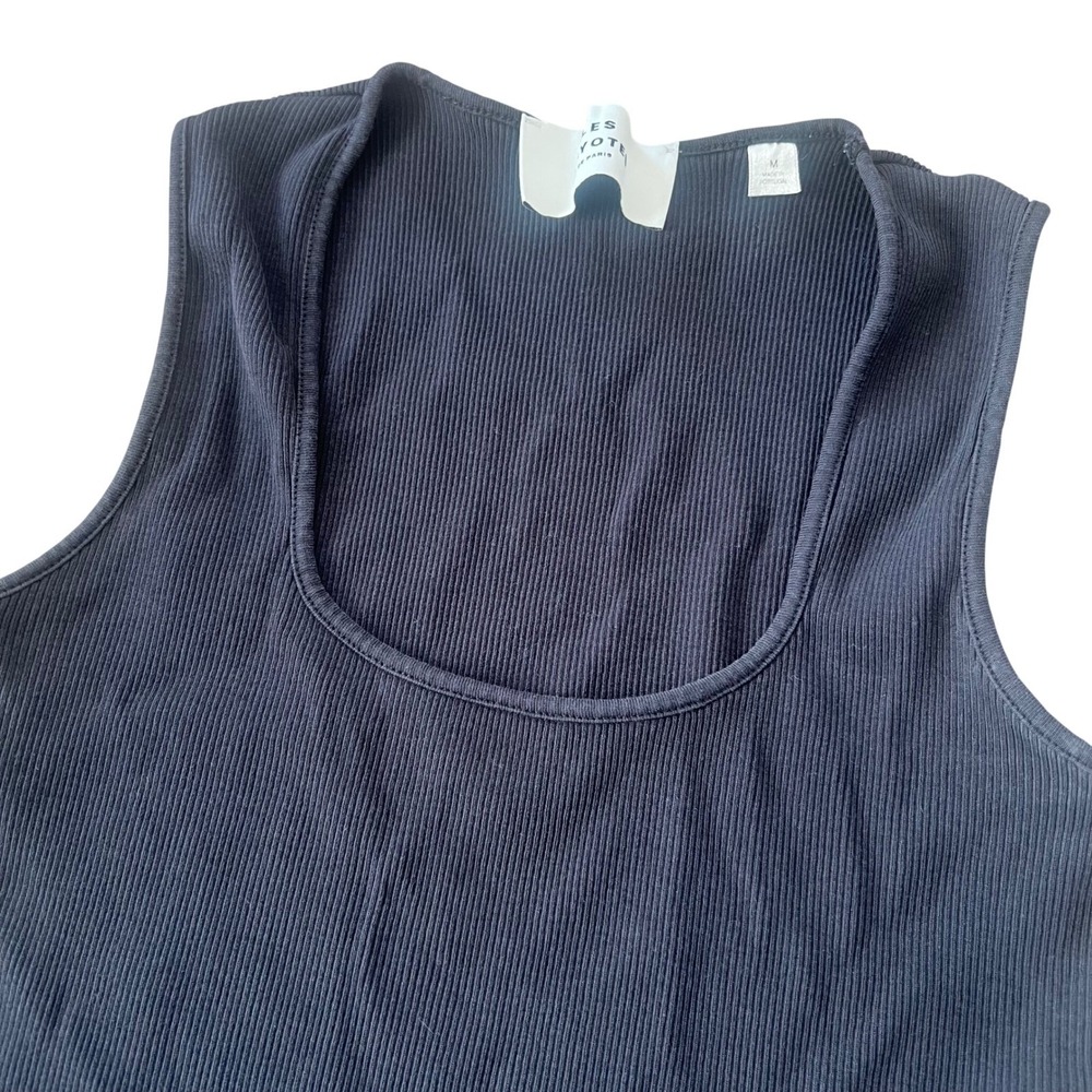 Les Coyotes de Paris Women M Womens Tank Top Black Ribbed Scoop Neck Cotton